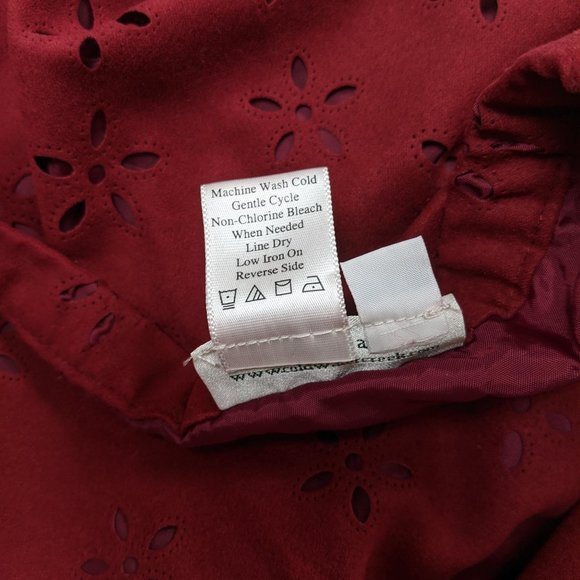 Coldwater Creek Red Floral Eyelet Slit Skirt 2X - Picture 6 of 6